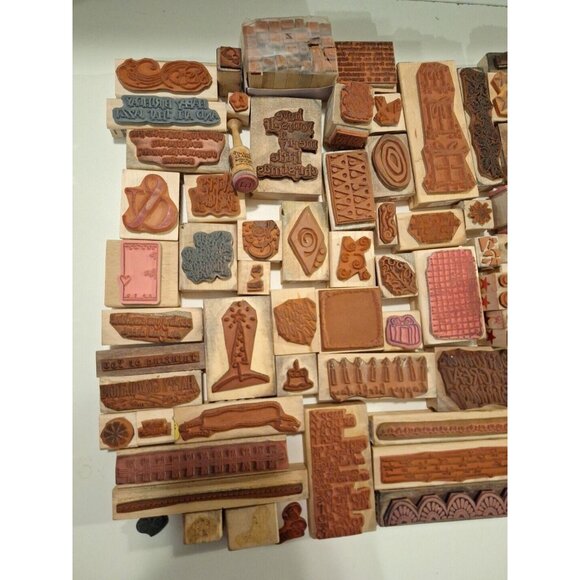 Wood Mounted Rubber Stamps Lot 85+ Holiday Christmas Birthday Various Designs - Picture 8 of 10